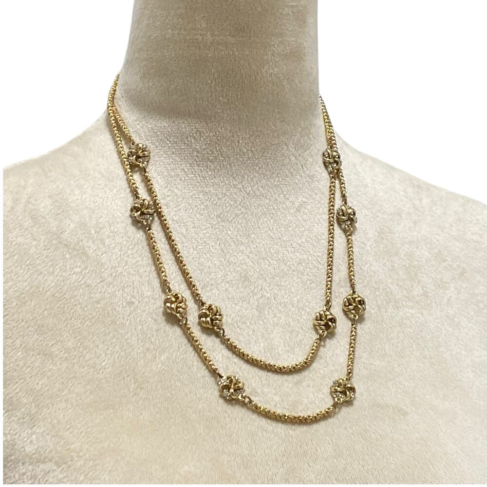 Charter Club Love Knot Necklace 2-Row Gold Tone 20" + 2" Extender Chain